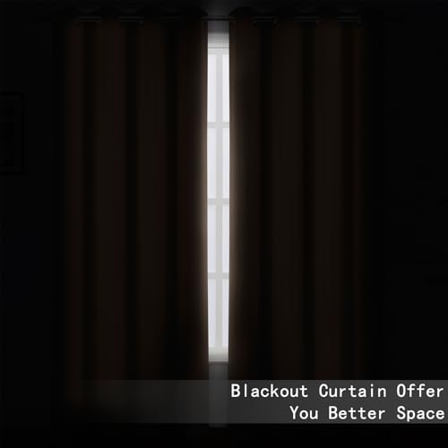 Blackout Curtains 52 x 120 Inch Long Cappuccino Curtains Set of 2 Panels Room Darkening Curtains for Bedroom and Living Room (Cappuccino / 52"W x 120"L (Pack of 2))