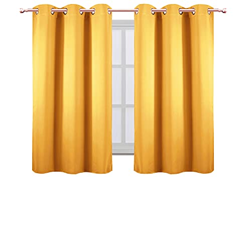 Yellow Blackout Curtains 34 x 54 Inch Length (Yellow / 34"W x 54"L (Pack of 2))