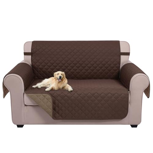 Loveseat Sofa Cover for 2 Cushion Couch (Chocolate/Taupe / 45''loveseat-small)