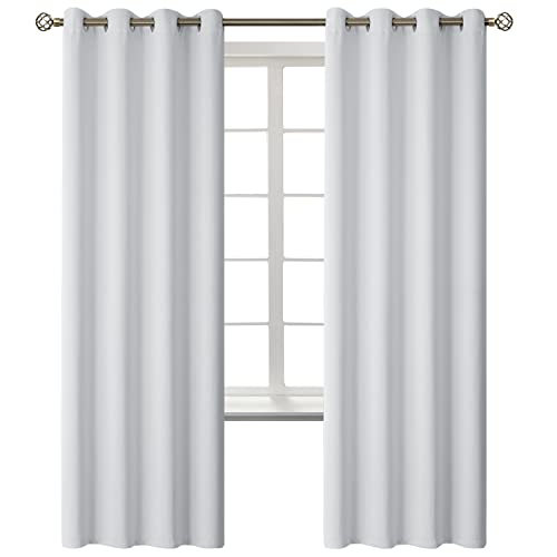 Greyish White Room Darkening Curtains 72 Inch for Bedroom (Greyish White / 52"W x 72"L (Pack of 2))