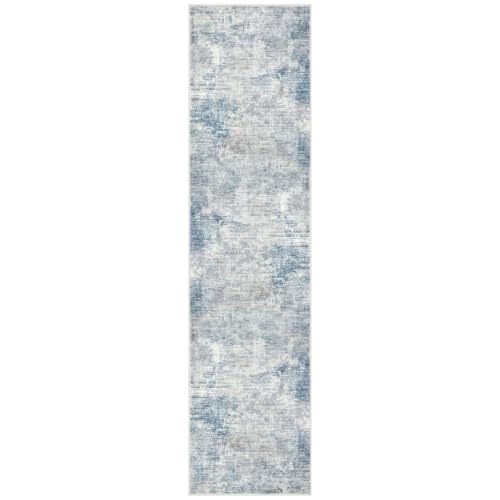 Abstract Runner Rug 2x8 Ft Washable Runners for Hallways (Light Blue/Grey/White / 2' x 8' (Rectangular))