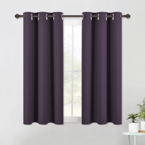 Bedroom Curtains Blackout Drapery Panels (Greyish Purple / 42"W x 54"L (Pack of 2))