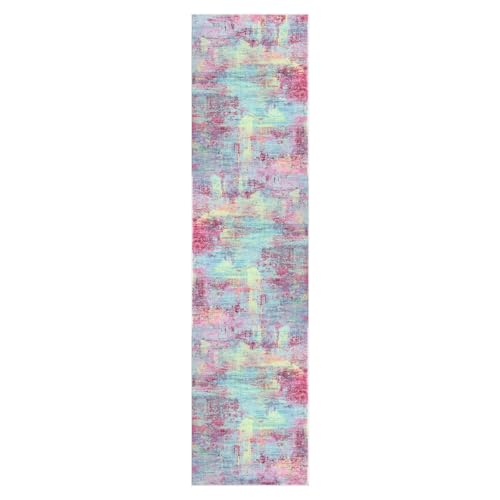 Abstract Runner Rug 2x8 Ft Washable Runners for Hallways (Multi Pink / 2' x 8' (Rectangular))