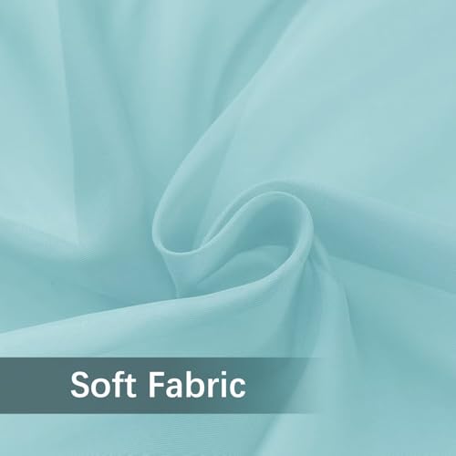 Solid Sheer Rod Pocket Curtain Voile Draperies 2 Panels White Beige Black Grey Ivory 52 Inch Width 108 Inch Long 1 Pair for Kitchen Bedroom Children Living Room Yard (Sky Blue / 52"W x 108"L (Pack of 2))