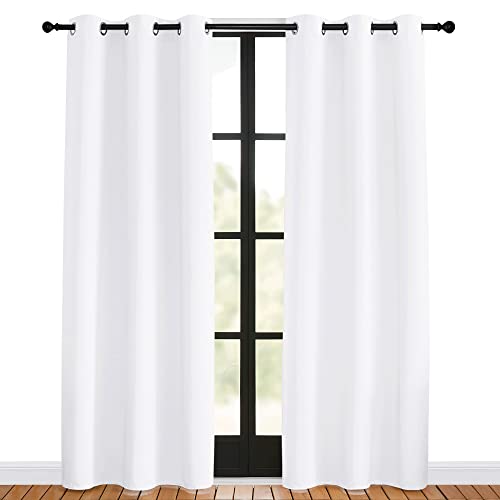 50% Light Blocking Curtain Panels for Bedroom (Pure White / 42"W x 80"L (Pack of 2))