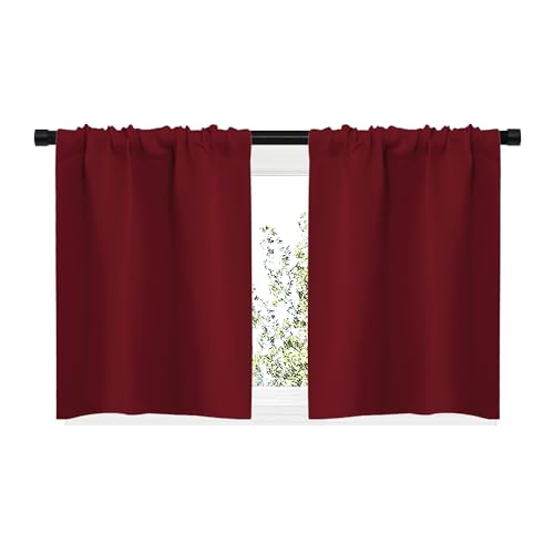 20 inch Curtains for Small Windows (Burgundy Red / 29"W x 20"L (Pack of 2))