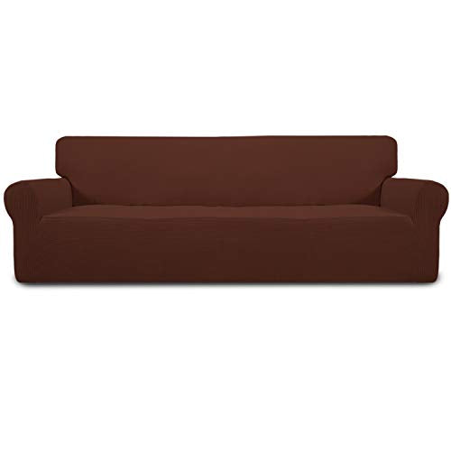 Stretch 4 Seater Oversized Sofa Couch Cover Coffee (XX-Large Sofa / Coffee)