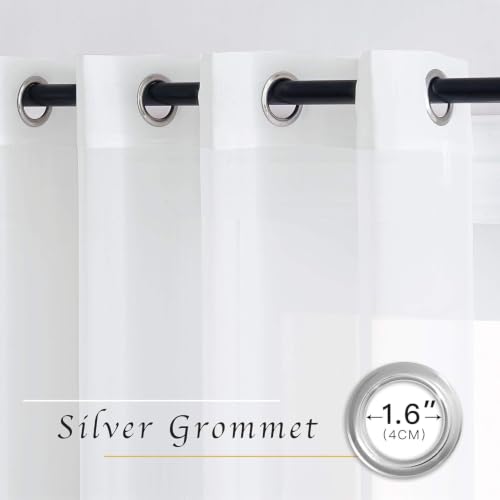 Bright White Sheer Long Curtains 84 Inch Long (Bright White / 84"W x 84"L (Pack of 2))