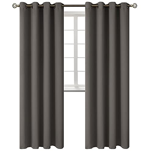 Grey Blackout Curtains for Living Room 108 Inch Long (Grey / 52"W x 108"L (Pack of 2))