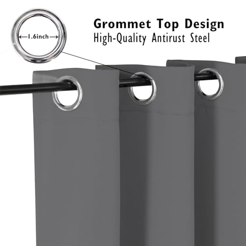 Blackout Curtains for Bedroom and Living Room 102 Inches Long (52"W x 102"L (Pack of 2) / Grey)