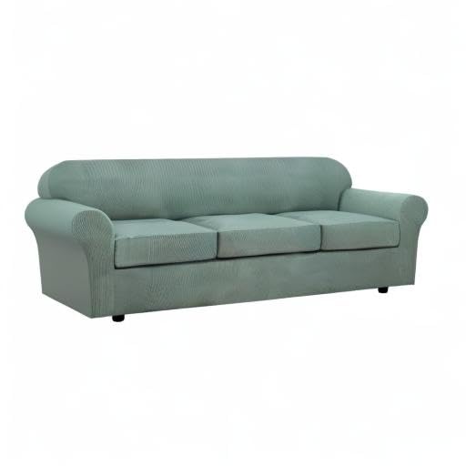 4 Piece Stretch Sofa Covers for 3 Cushion Couch Covers for Living Room Furniture Slipcovers (X-Large / Sage)
