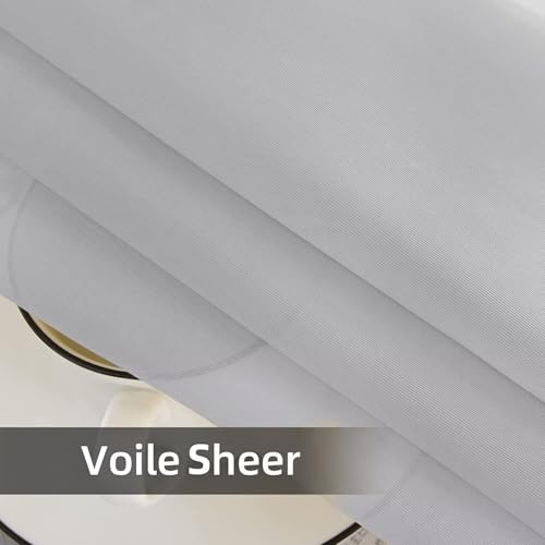 Solid Sheer Rod Pocket Curtain Voile Draperies 2 Panels White Beige Black Grey Ivory 52 Inch Width 108 Inch Long 1 Pair for Kitchen Bedroom Children Living Room Yard (Silver Grey / 52"W x 108"L (Pack of 2))