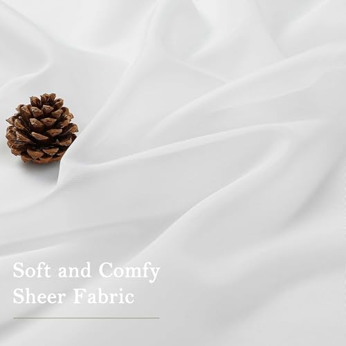 White Sheer Curtains 78 Inches Long 2 Pcs (White / 59"W x 78"L (Pack of 2))