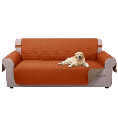 Reversible Sofa Cover Couch Cover for Dogs (Orange/Taupe / 68"sofa L - Large)