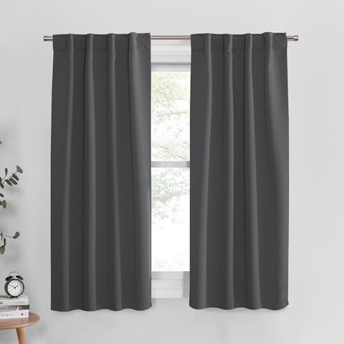 Short Length Curtains for Kitchen (Grey / 34"W x 45"L (Pack of 2))