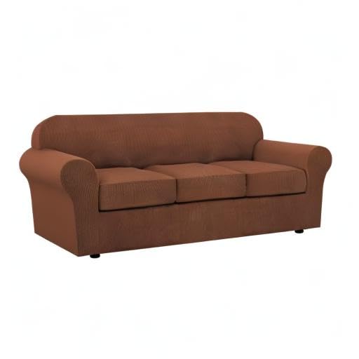 4 Piece Stretch Sofa Covers for 3 Cushion Couch Covers for Living Room Furniture Slipcovers (Large / Caramel)
