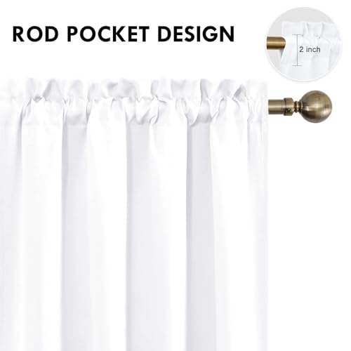 Wide Curtains 50% Light Blocking for Living Room 72 Inch Long 2 Panels (Pure White / 70"W x 72"L (Pack of 2))