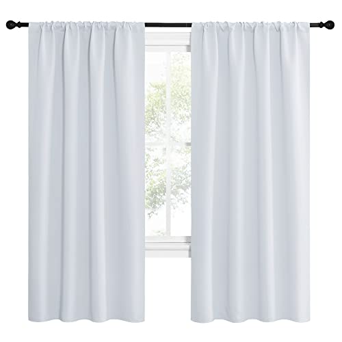 Kitchen Room Darkening Curtains (Greyish White / 42"W x 72"L (Pack of 2))