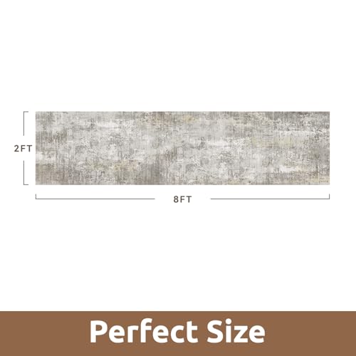 2 x 8 Hallway Runner Rug Non Slip Super Soft Long Runner Rugs Machine Washable Low Pile Modern Abstract Runners for Hallways for Bedroom Laundry Room Kitchen (Beige / 2' x 8')