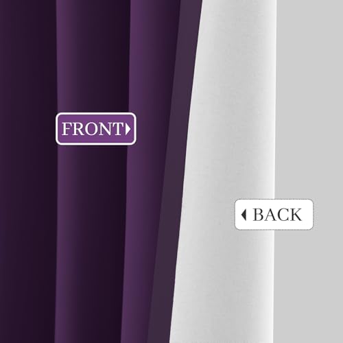 100% Blackout Curtains 52x84 inch Long Purple Window Drapes (Purple / 52"W x 84"L (Pack of 2))