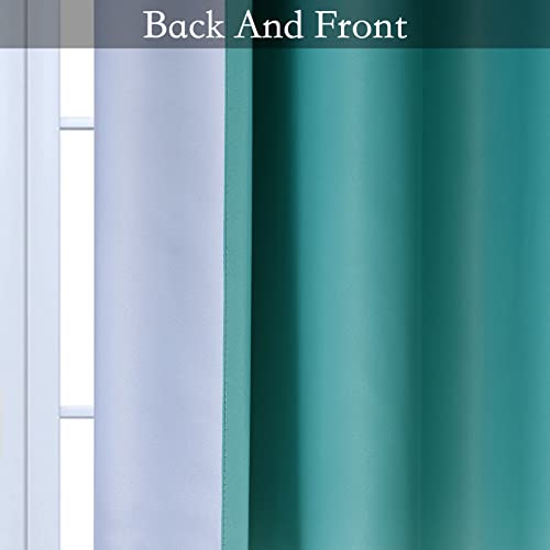 Teal to Grey White Ombre Room Darkening Curtains 84 Inch (42"W x 84"L (Pack of 2) / Teal to Grayish White)