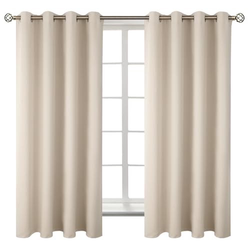 Champagne Room Darkening Curtains 63 Inch for Bedroom (Champagne / 52"W x 63"L (Pack of 2))