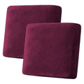 Velvet Stretch Couch Cushion Cover Plush Cushion Slipcover for Chair Loveseat Sofa Cushion Furniture Protector Seat Cushion Sofa Cover (Wine/Burgundy / 2 Cushion Sofa)