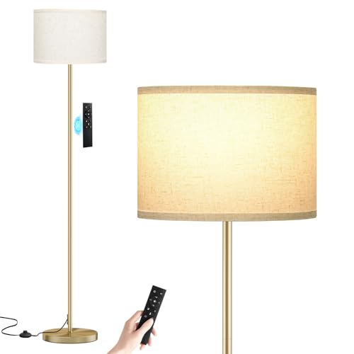 60'' Modern Floor Lamp with Remote (Beige Shade Gold Pole Remote / 60 Inches (With Bulb))