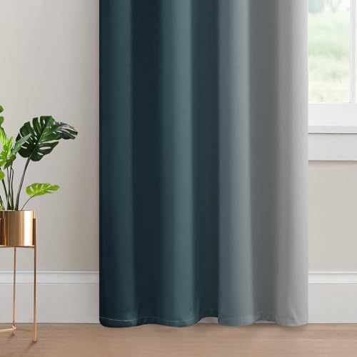 Ombre Curtains Stone Blue and Greyish White for Living Room (52"W x 84"L (Pack of 2) / Stone Blue)