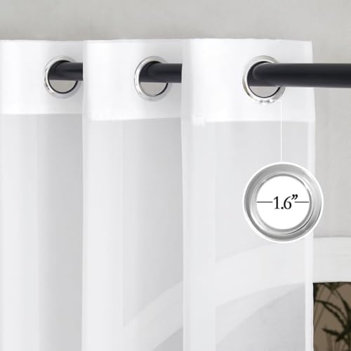 White Sheer 54 inch Length Curtains (White / 30"W x 54"L (Pack of 2))