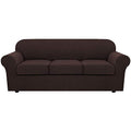 4 Piece Stretch Sofa Covers for 3 Cushion Couch Covers for Living Room Furniture Slipcovers (Large / Chocolate)