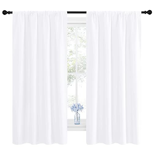 Bedroom Curtains (Pure White / 42"W x 63"L (Pack of 2))