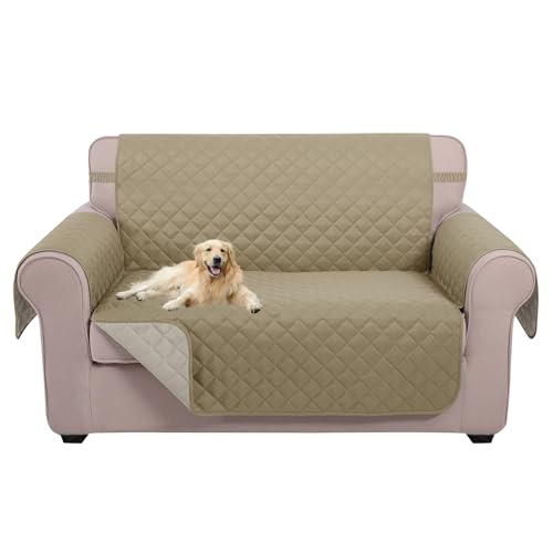 Loveseat Sofa Cover for 2 Cushion Couch (Light Camel/Beige / 54"loveseat-medium)