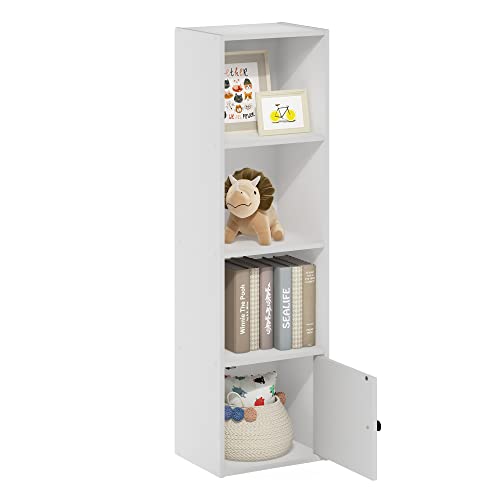 Luder Shelf Bookcase with 1 Door Storage Cabinet (White / 4-Cube with Cabinet)