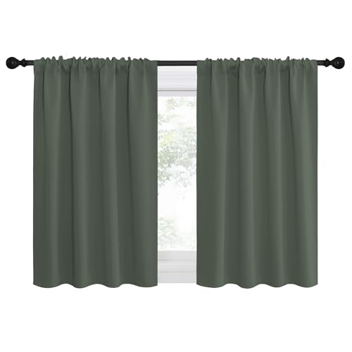 Bedroom Curtains Blackout Draperies (Dark Mallard / 34"W x 30"L (Pack of 2))