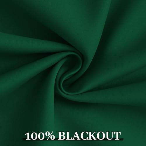 100% Blackout Curtains 52x96 inch Dark Green Window Drapes (Dark Green / 52"W x 96"L (Pack of 2))