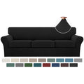 4 Piece Sofa Covers for 3 Cushion Couch Sofa Slipcover Soft Couch Cover for Dogs (XL Sofa (3 Cushion) / Black)