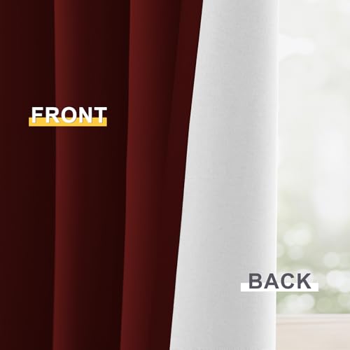 Burgundy Red Blackout Curtains 84 Inches Long for Bedroom 50" Wide (50"W x 84"L (Pack of 2) / Burgundy Red With White Backing)