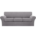 4 Piece Sofa Covers for 3 Cushion Couch Sofa Slipcover Soft Couch Cover for Dogs Washable Furniture Cover with 3 Individual Large Cushion Covers Feature Fabric (L Sofa (3 Cushion) / Dove)