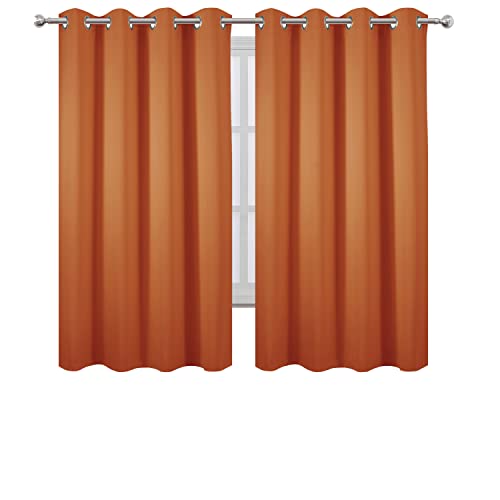 Orange Blackout Curtains 66 x 63 Inch Length (Orange / 66"W x 63"L (Pack of 2))
