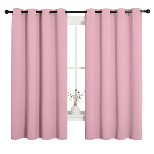 Bedroom Blackout Curtain Panels 1 Pair 55 by 68 (Crystal Pink / 55"W x 68"L (Pack of 2))