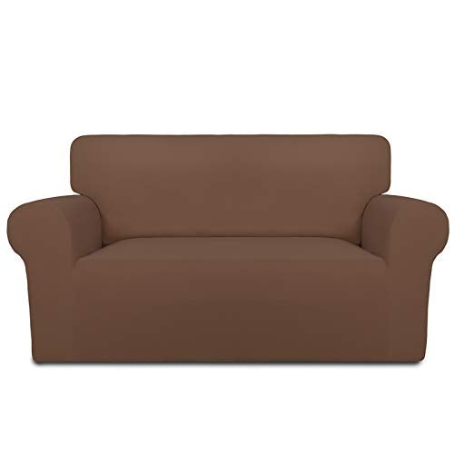 Stretch Loveseat Covers Fleece Couch Covers for Sofa Brown (Medium Loveseat / Brown)