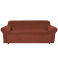 Stretch Velvet Sofa Covers Large Couch Covers Sofa Slipcovers Furniture Protector Soft with Non Slip Elastic Bottom (Rust / XL Sofa)