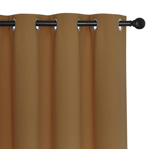 Blackout Drapery Curtain Panel 90 inches Long (Gold Brown / 46"W x 90"L (Pack of 1))