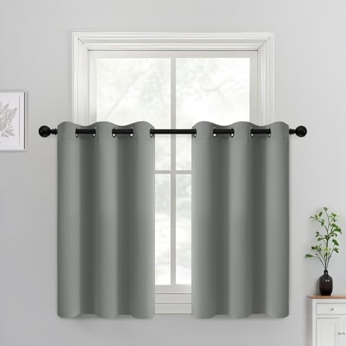 Blackout Curtains 38x36 inch Dove Grey Thermal Drapes (Dove Grey / 38"W x 36"L (Pack of 2))