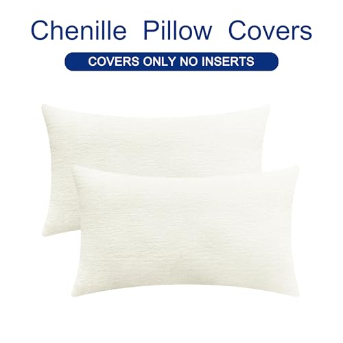 Decorative Couch Throw Pillow Covers 20 X 12 Inches Cream (20" x 12" (Pack of 2) / Cream)