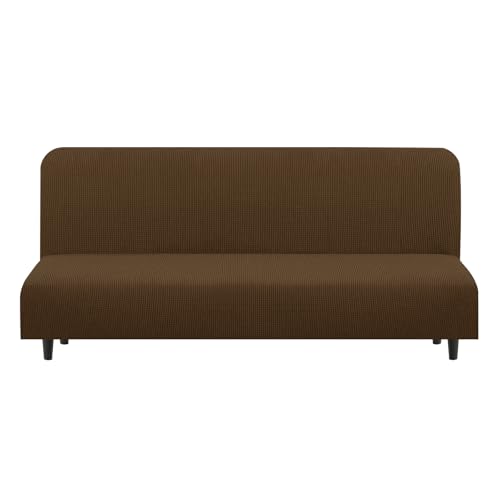 Stretch Futon Cover Armless Bed Slipcover (Brown / Futon)
