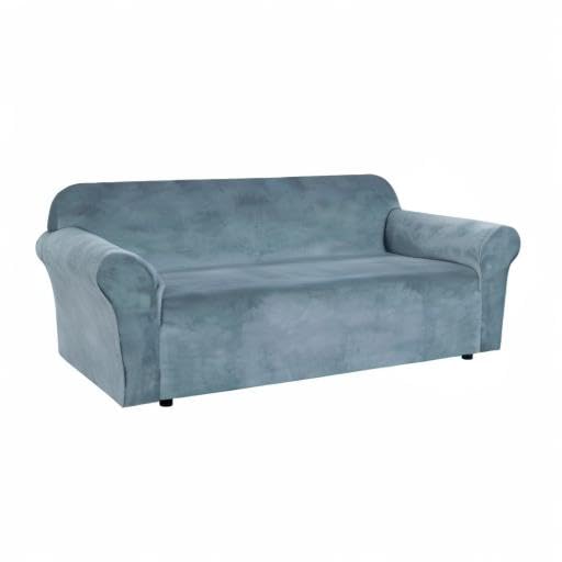 Stretch Velvet Sofa Covers for 3 Cushion Couch Covers Sofa Slipcovers Furniture Protector Soft with Non Slip Elastic Bottom (Stone Blue / Sofa)