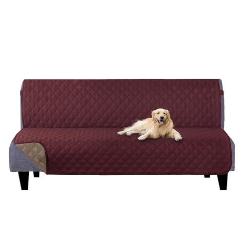 Futon Sofa Covers 68''Armless Couch Cover (Burgundy/Tan / 68''futon)