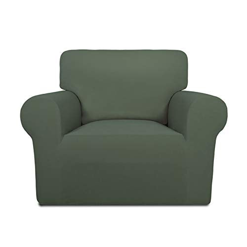 Stretch Chair Covers Fleece Couch Covers for Sofa Grayish Green (Small Chair / Grayish Green)